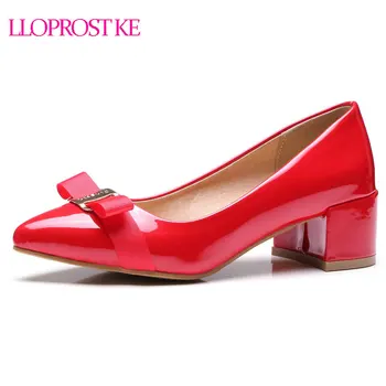 

Lloprost ke New 2017 Autumn Women Shoes Ladies High Heels Red Wedding Shoes Thick Heel Pumps Lady Shoes Plus Size 32-48 MY997