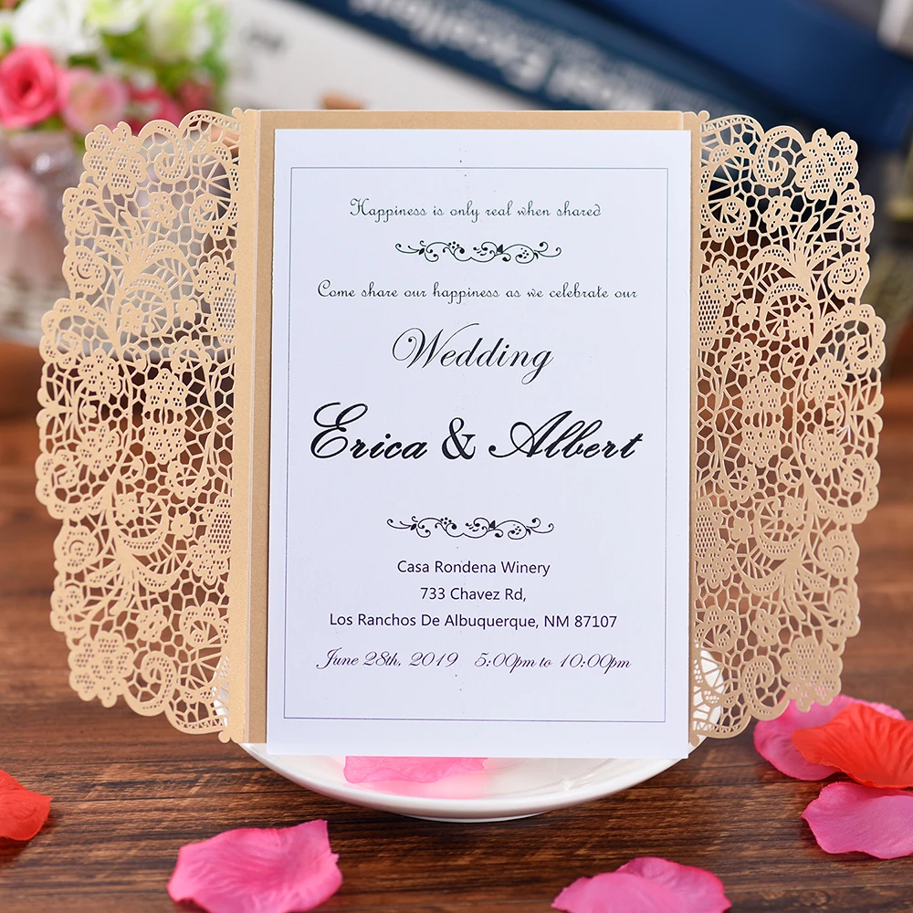  5 SETS laser cut wedding invitations with envelopes for Bridal Shower Invitations Dinner Invitation - 33038018804