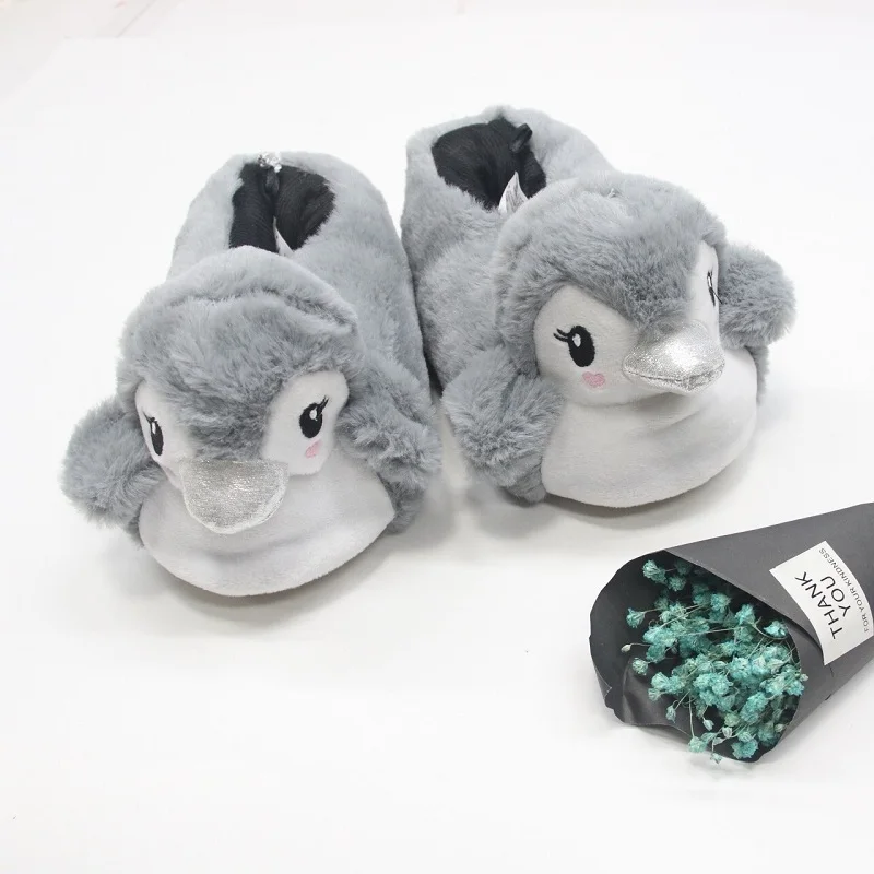 

Indoor Cute Penguin Slide Slipper Offer Custom Warm Winter Hedgeh Lovers Home Slippers Thick Hard Bottom Home Shoes Floor Shoes