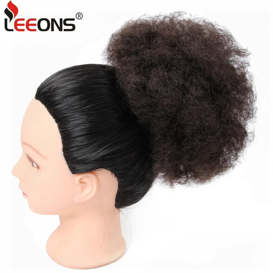 Leeons 16 Цвета парики афро булочки для волос для Для женщин 8 Inch волосы Puff клип хвост шиньон Scrunchies короткие волосы для наращивания