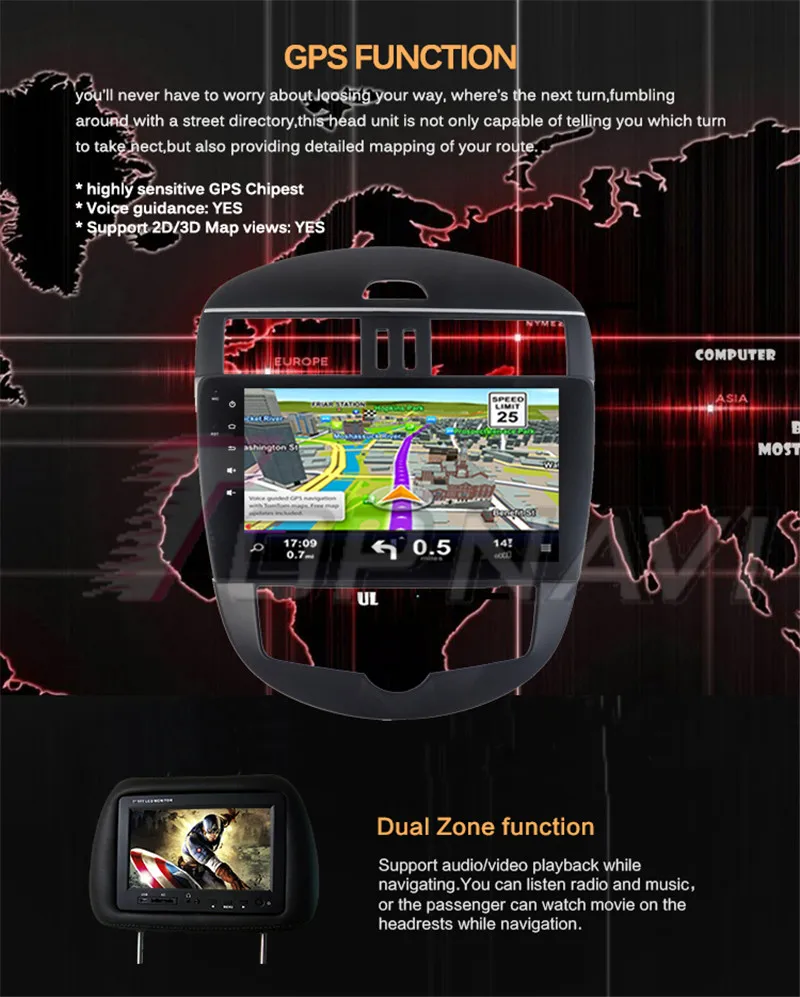 8 core 2g ram android  car radio gps For Nissan Tiida H 2011