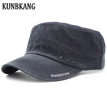 Cotton Denim Flat Cap Men Summer Washed Baseball Cap Army Dad Hat Snapback Bone Male Retro Casual Letter Flat Top Sun Hats