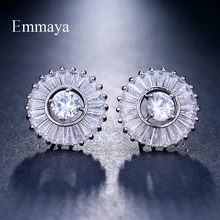 Emmaya Модные женские серьги, циркониевые хрустальные серьги-гвоздики с круглым прозрачным цветом, циркониевые серьги-гвоздики, ювелирные изделия, свадебные