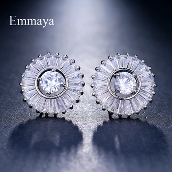

Emmaya Fashion Women Earrings Zircon Crystal Stud with Round Clear Color Zircon Stud Earrings Jewelry Wedding