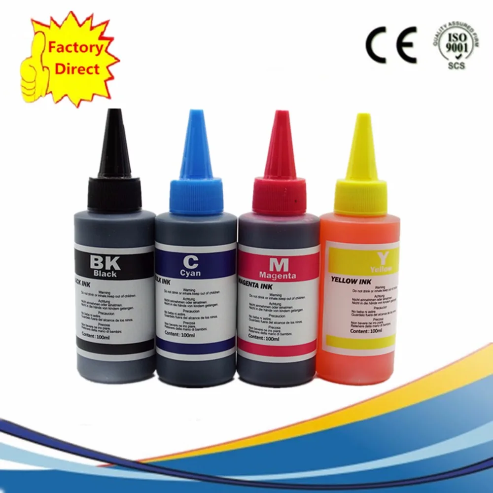 Черные/Голубые/пурпурные/желтые чернила для заправки картриджа универсальные комплекты подходят для всех струйных принтеров