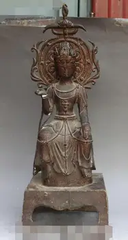 

20" Old Chinese Bronze Antique Seat Kwan-yin Guan Yin Goddess Bodhisattva Statue