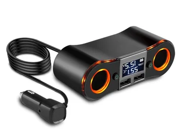 

by DHL or Fedex 100pcs new Car Cigarette Lighter Socket Splitter Power Adapter Outlet with Switch 3.5A Dual USB Charger