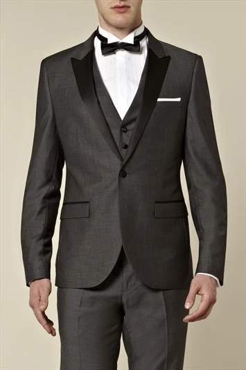 

Custom Made Groom Tuxedo Dark Grey Groomsmen Peak Lapel Wedding/Dinner Suits Best Man Bridegroom (Jacket+Pants+Tie+Vest) B259
