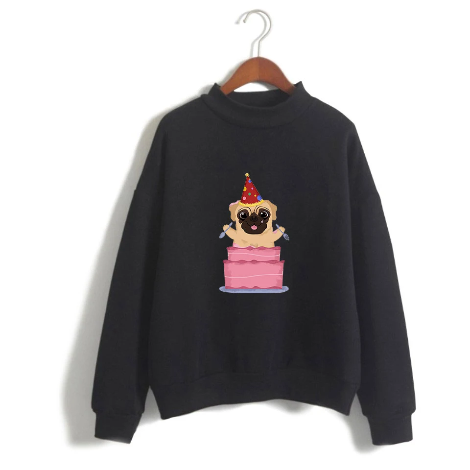 Pug 2D New Clothes Kpop Turtlenecks Sweatshirt Hot Team Korean Highsreet 2019 Ouewear High Quality Pullovers Collar | Женская одежда