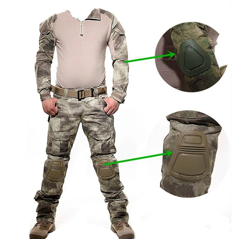 Открытый камуфляж военная подготовка CS костюмы лягушка костюм камуфляж охота рубашка+ брюки с налокотниками наколенники