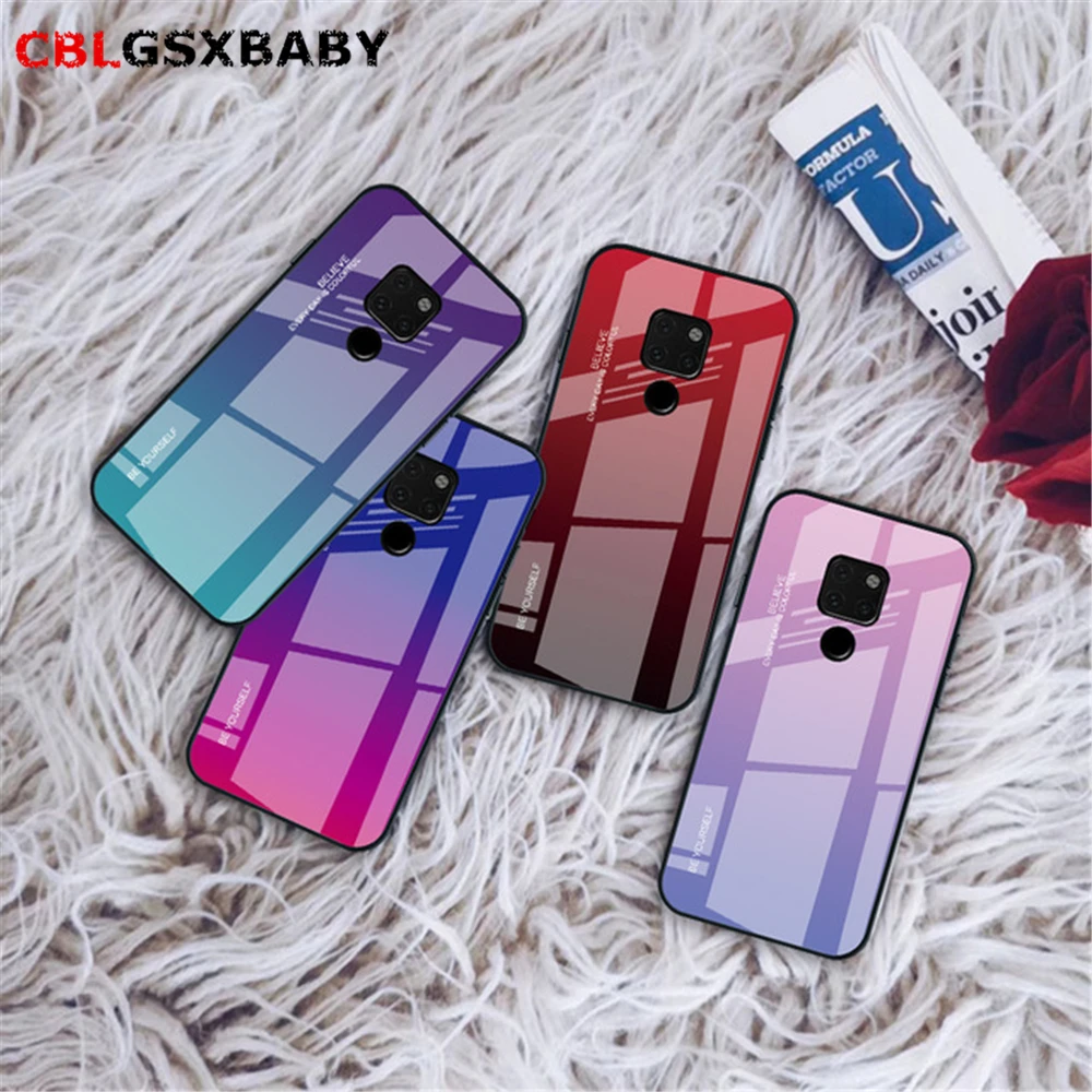 CBL Tempered Glass Case For Huawei P20 Mate 20 10 Lite Pro Nova 3 3i 4 P smart 2 Honor magic note 8X Aurora Colorful Cover |