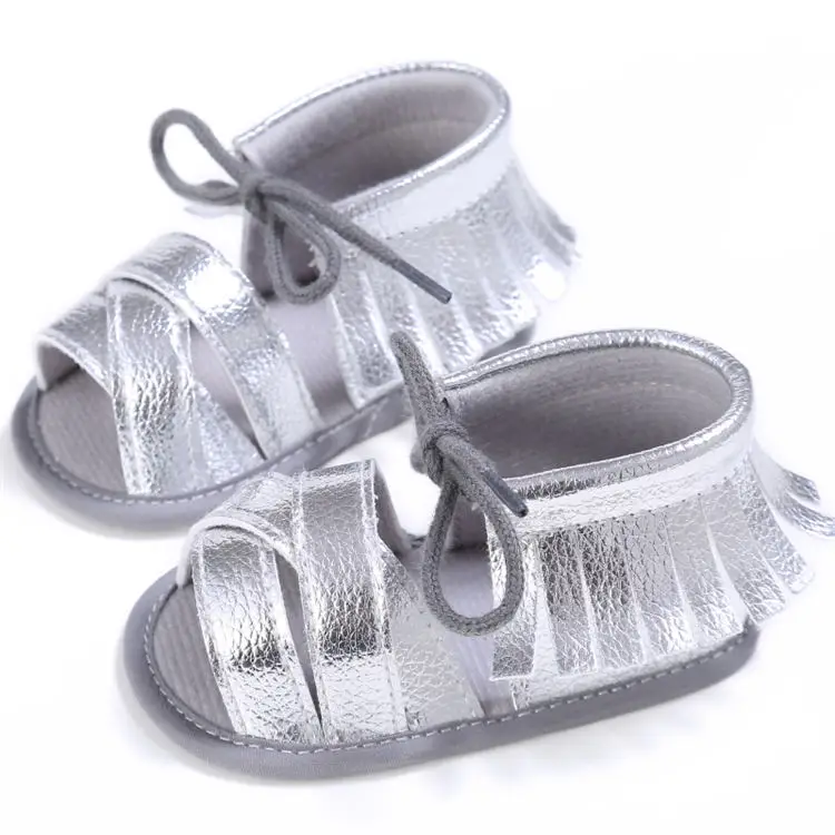 New Baby Infant Shoes Girl Sandals PU Bling Fringe Soft Anti-Slip Sole Light Weight Toddler Crib Shoes Little Girl