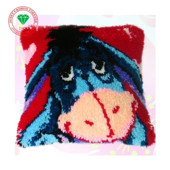 

Embroidered cross-stitch Hot Latch Hook Kits DIY Crocheting Yarn Handmade Unfinish Embroidery Pillowcase Cartoon Picture Donkey
