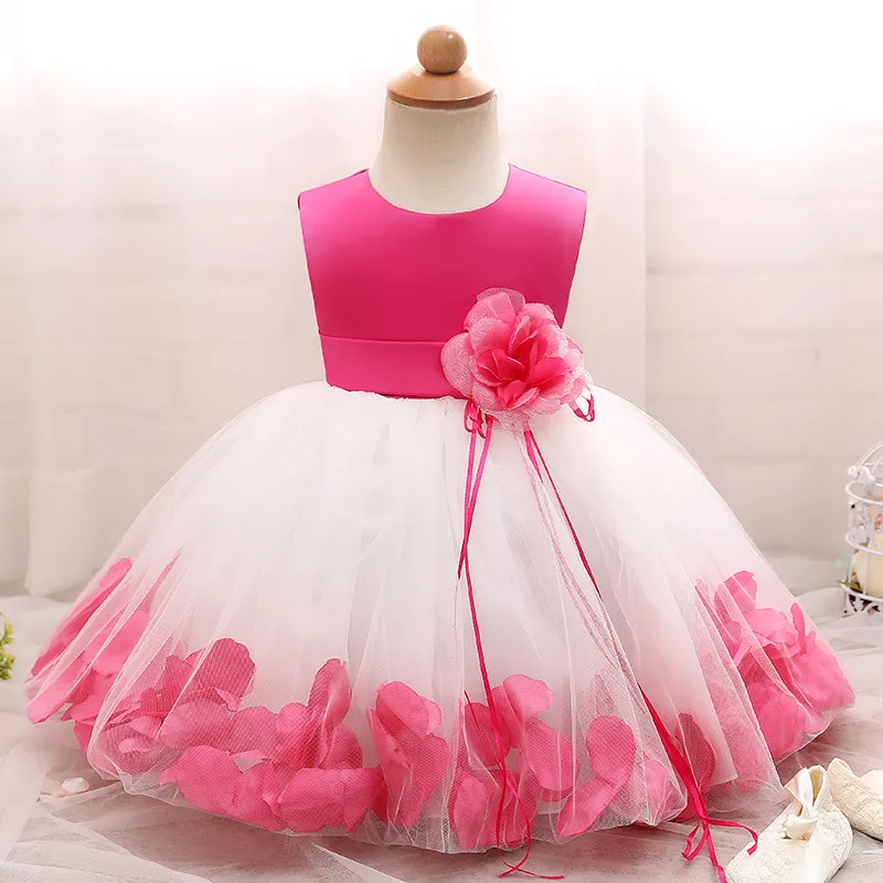 Платье с цветочным рисунком для маленьких девочек платье принцессы на свадьбу и день рождения для малышей, Детские Платья с цветочным рисунком Одежда для девочек от 0 до 2 лет, розовый цвет - Цвет: as picture