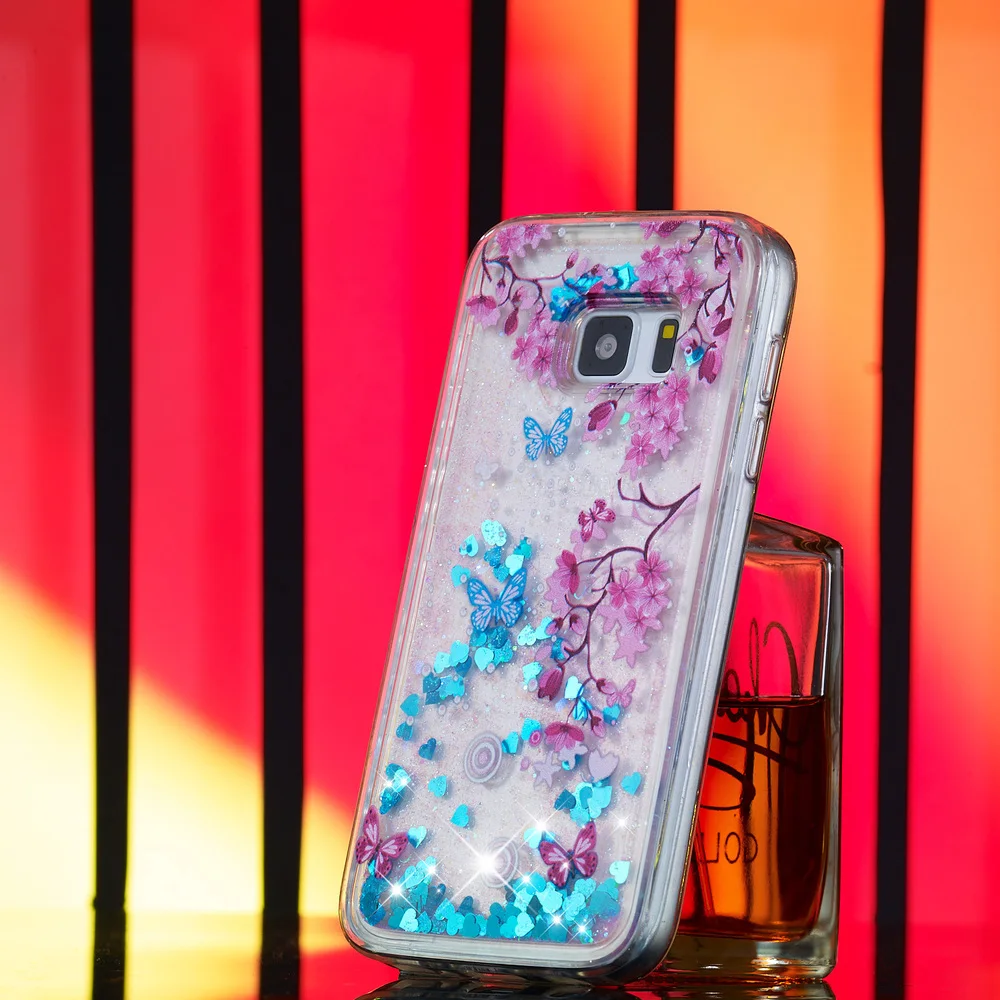 Блестящий чехол для Samsung Galaxy S5 милый блестящий бампер с жидкостью и зыбучим