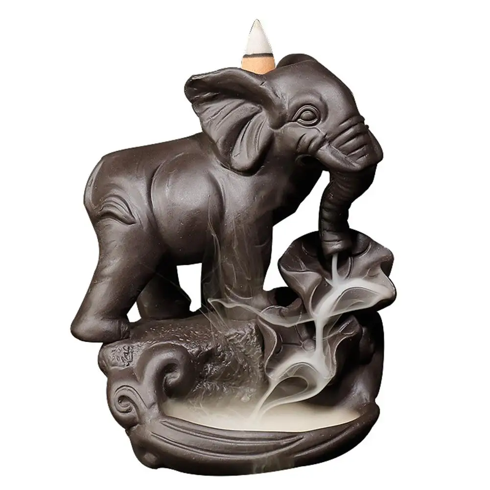 

Purple Sand Elephant Shape Aromatherapy Stove Backflow Incense Burner Crafts Home Decoration Backflow Incense Burner