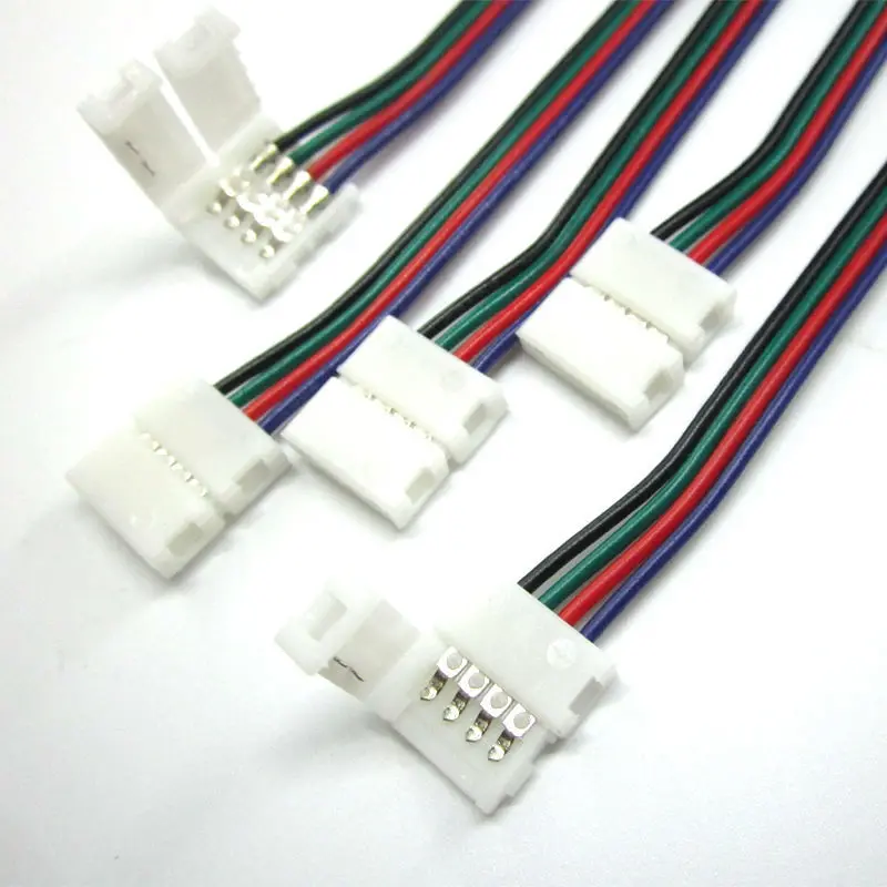 

10pcs/lot 10mm 4pin for 5050 RGB LED strip connector free soldering easy connect with two ends LED pcb connector