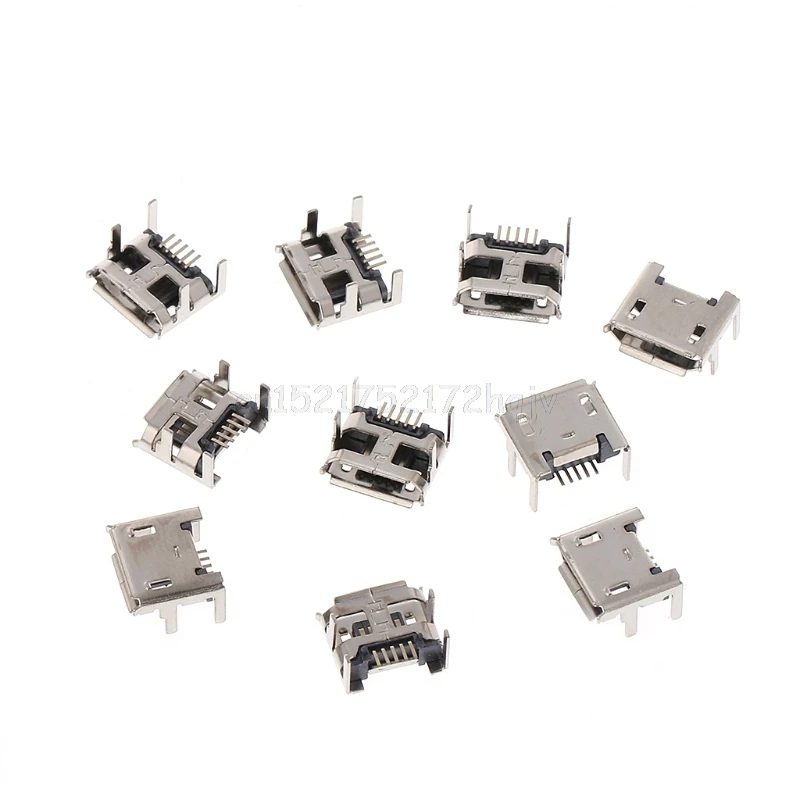 

10 Pcs Micro USB Type B 5 Pin Female Socket Connector SMD 4 Legs 90 Degree O31 dropship
