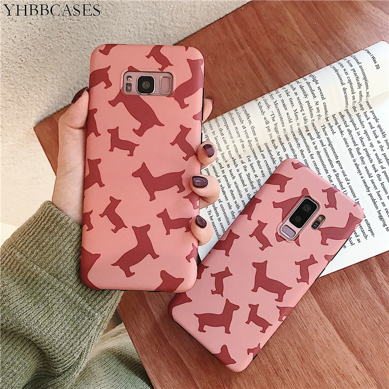 YHBBCASES Pink Phone Cases For Samsung S8 S9 S10 Plus Case Abstract Cartoon Dog Silicone Soft Cover Galaxy Note 8 9 |