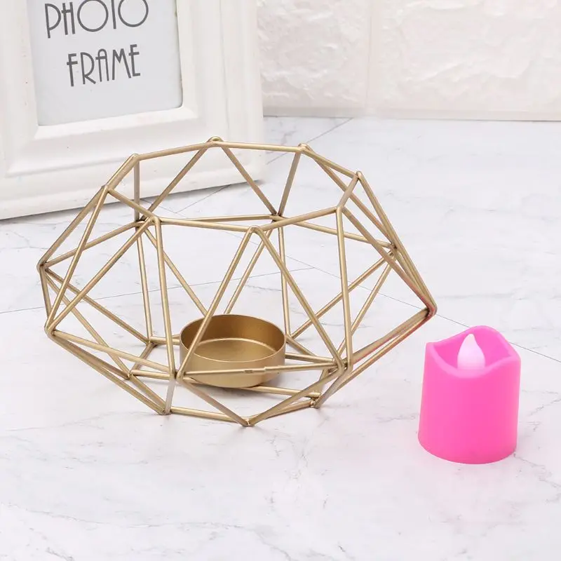 3D восьмиугольник геометрический металлический светильник для свечей подсвечник модный скандинавский стиль бра минималистичный свадебный Декор для дома подарок