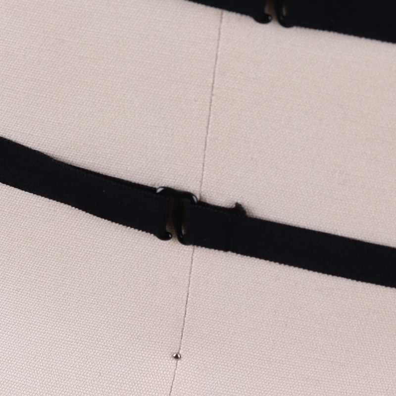 Регулируемая Открыть грудной клетки Бюстгальтер Для женщин фетиш носить черный жгут Harajuku Растениеводство Топ боди эластичный бандаж