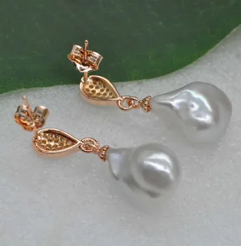 

Natural baroque freshwater pearl dangle earring 11.5-12*14-15mm drop studs