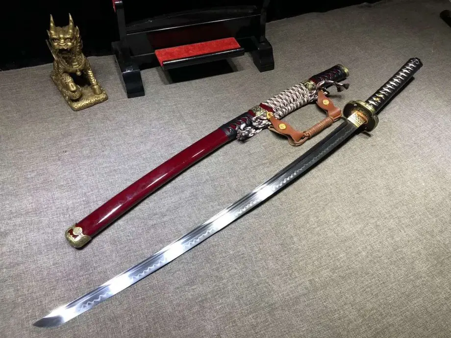 Hand Japanese Sharp HRC65 T10 Clay Tempered Steel Sword Samurai