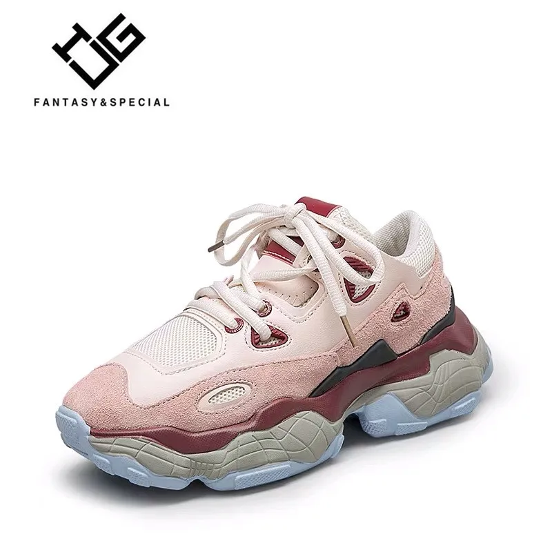 

IGU Sneakers Women Genuine Leather Shoes 2019 Females Thick Sole Platform Shoes Ladies Flats Punk Shoes Creeper Tenis Feminino