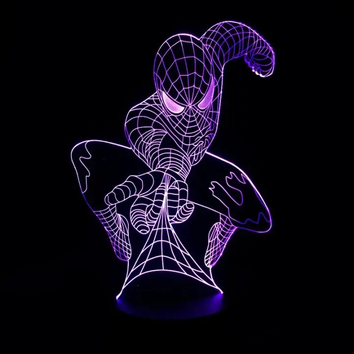  Marvel Superhero Spiderman 3D Table Lamp Optical Illusion Night Light 7 Colors Changing Mood Lamp S - 32669451125