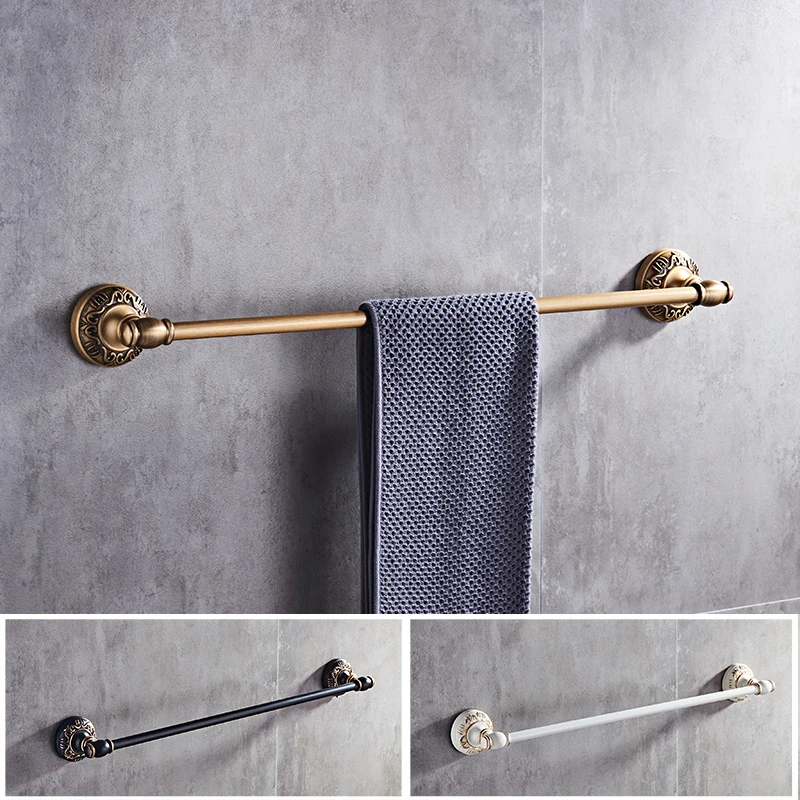 Antique/Black/White Wall Mounted Single Towel Bars Towel Holder hooks restroom Towel Rack