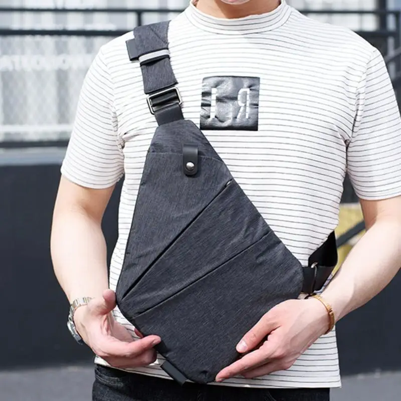 Модная новая простая Мужская холщовая нагрудная сумка-мессенджер сумка через плечо черная Повседневная простая Одиночная Противоугонная сумка на плечо