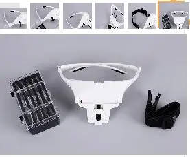 

Replacement 1.0X 1.5X 2.0X 2.5X 3.5X Adjustable 5 Lens Loupe LED Light Headband Magnifier Glass With Lamp