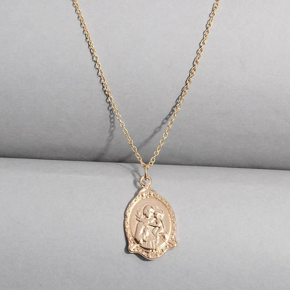 

Artilady coin pendant necklace small pendant Jesus necklace gold color chain necklace god necklace jewelry gift drop shipping