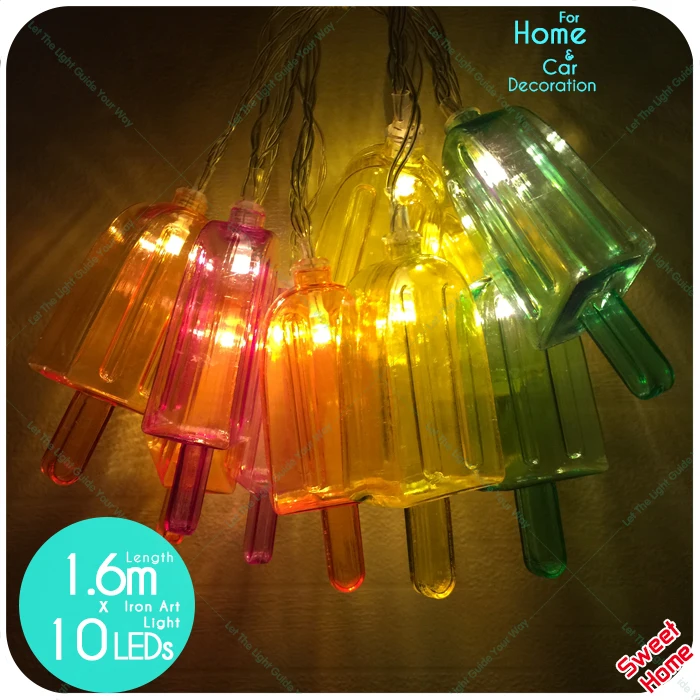 10 Leds Ice Lolly Decoration Lights Ice Cream Shape Food Home Party