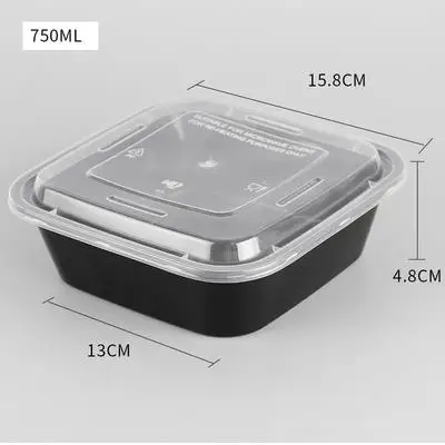 50Pcs Disposable Microwave Plastic Food Storage Container Safe Meal Prep Containers For Home Kitchen Food Storage Box - Цвет: 750ML