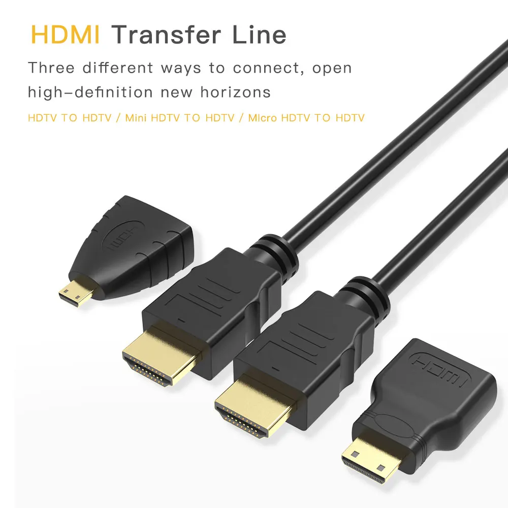 3 в 1 HDMI К Micro/Mini HDMI кабель-адаптер 1,5 м используется для HDTV проектора Nokia N8/для PS4/PC/Mini HDMI цифровой камеры/планшета