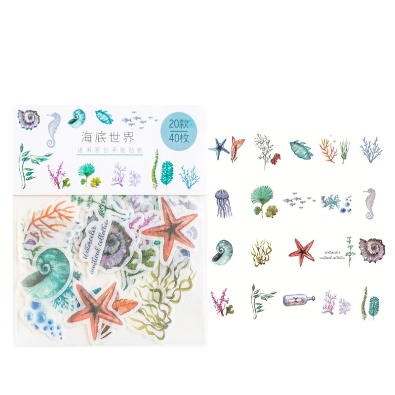 

Cute Ocean Animal Washi Paper Sticker Cartoon Unicorn Decoration DIY Diary Scrapbooking Label Stationery gift school supplies