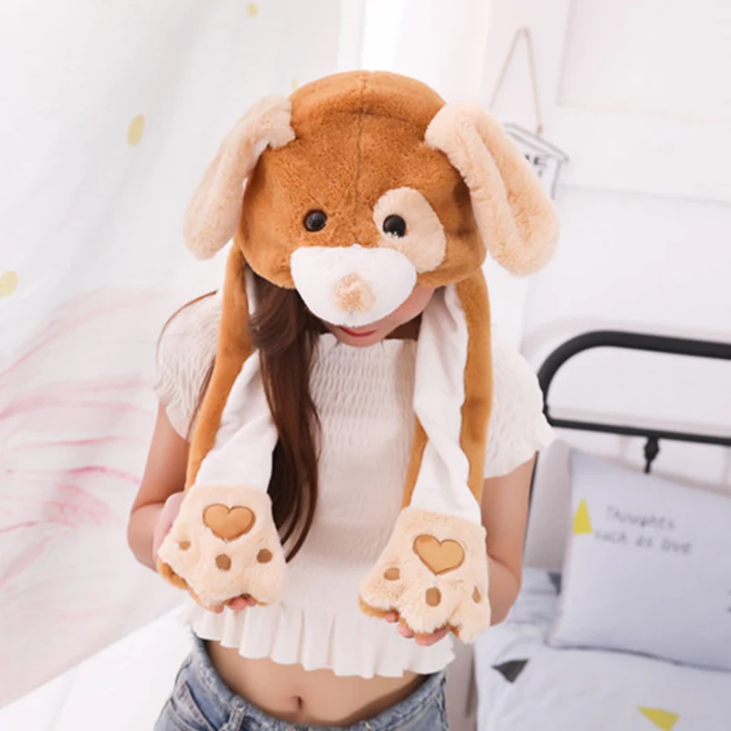 

1pc 30*60cm Plush Elephant Dog Ear Hats Pinching Moving Ears Winter Animals Caps Cosplay Party Performance Costume