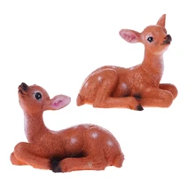 OOTDTY Лидер продаж миниатюрный садовый пейзаж маленький олень смолы крафтовый Сказочный садовый декор