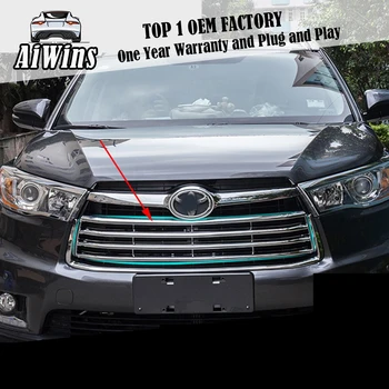 

Car-styling For Toyota Highlander 2015 2016 ABS Chrome Car Front Gille Trim covers Auto Grille Decoration Cover Trims