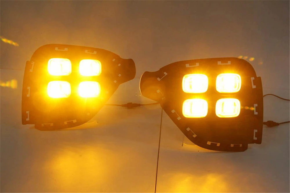 Автомобильный мигающий 1 пара DRL для hyundai Creta IX25 Светодиодный дневной ходовой светильник, противотуманная фара DRL с желтым поворотным сигналом