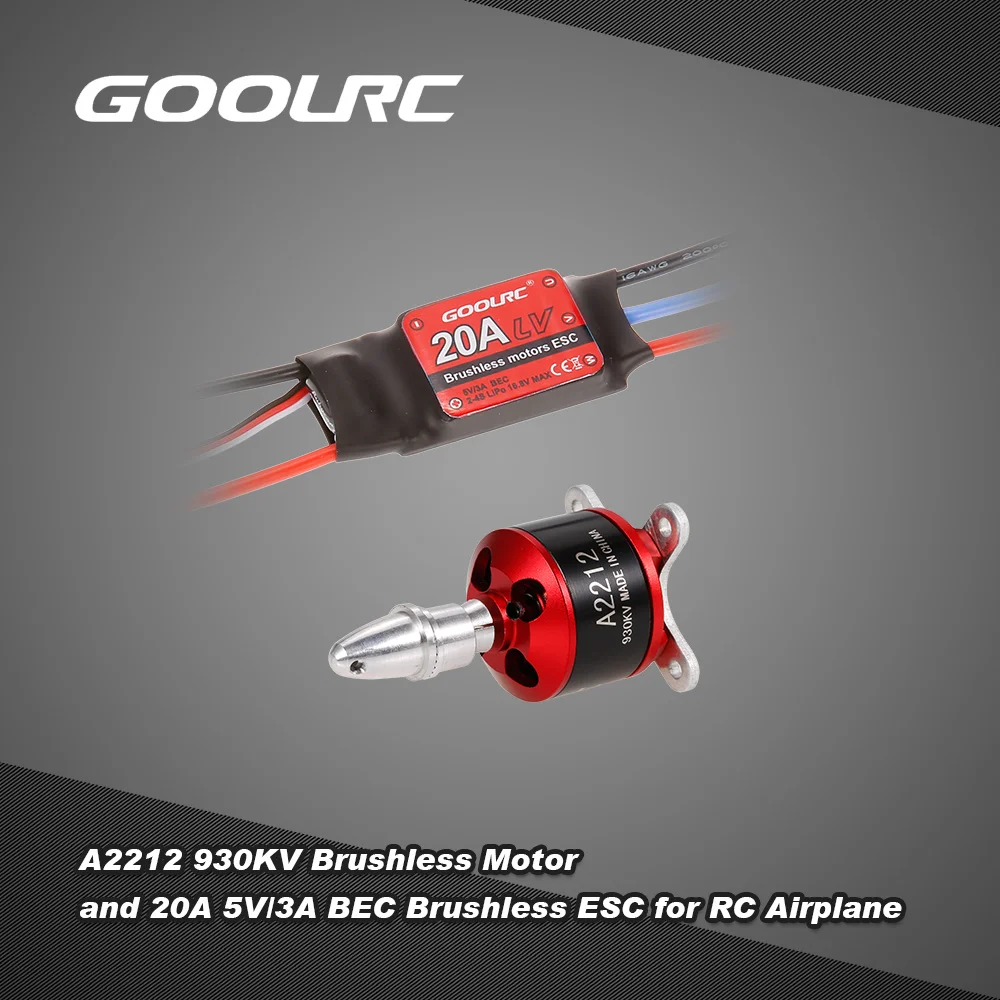 

A2212 1400 2200 1000 930KV Brushless Motor &30 20A 5V 3A BEC 2-4S ESC for RC Airplane Glider Warbirds Fixed-wing Part