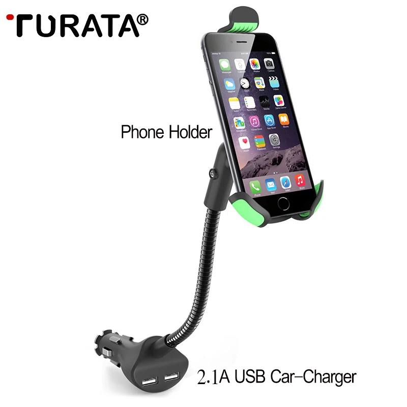 Achat TURATA Car Mount Support de Téléphone pour Smartphone Double 2.1A Sortie Rapide USB Chargeur de voiture pour iphone X 8 7 6 6 S Plus Xiaomi LG Android