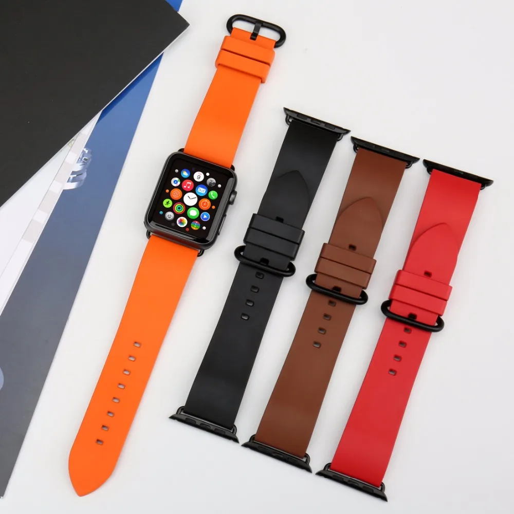 For Apple Watch Band 44mm 40mm 42mm 38mm, Fluoro Rubber Apple Watch Strap For Apple Watch All Models iWatch Sport Watchbands