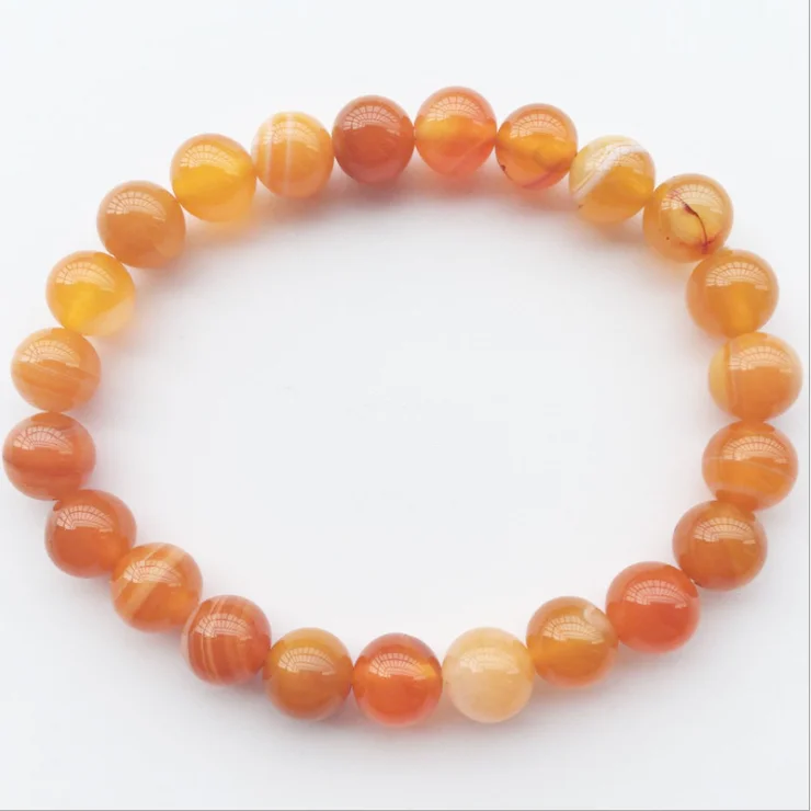 

New Products Hot 8mm Fashion Natural Orange Chalcedony Bracelet Quartz Crystal Ladies Jewelry Beads Elastic Bracelet Lucky Gifts