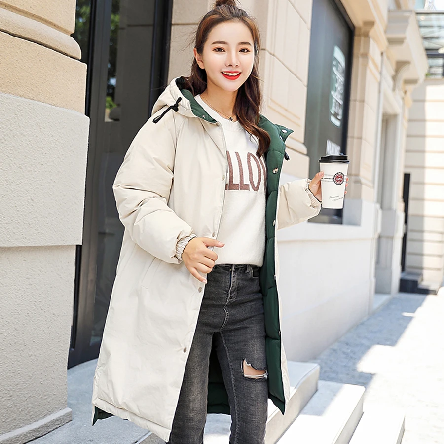 MANDADI winter jacket women 2018 cotton-padded thick warm hooded long coat women parka outwear female Both Two Sides Can Be Wear