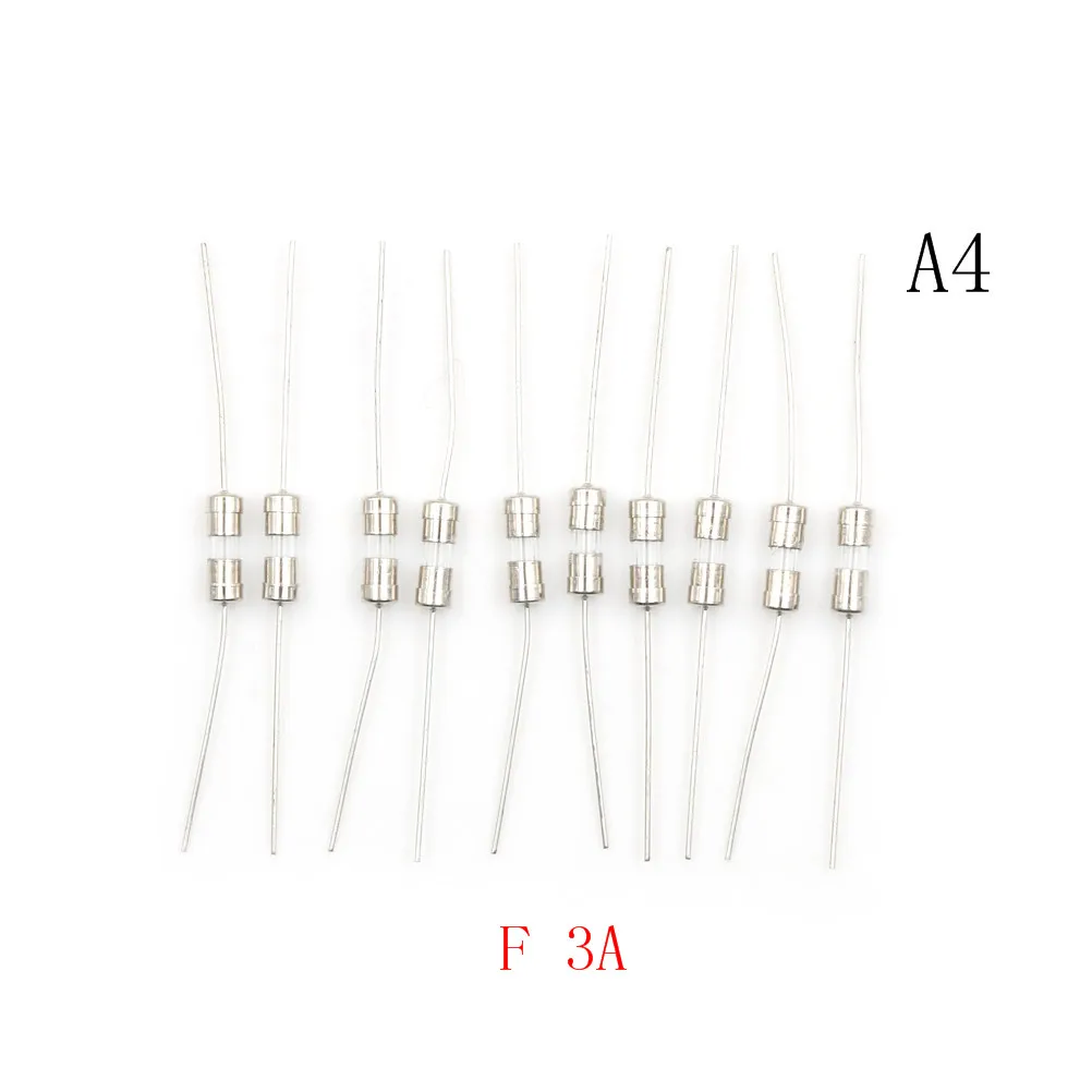 10 шт./лот 1/1. 5/2/3/5/250 V двойной железная крышка осевой медленно Стекло предохранитель с подводящего провода Mix набор Стекло трубка Предохранителя с аксиальным выводом