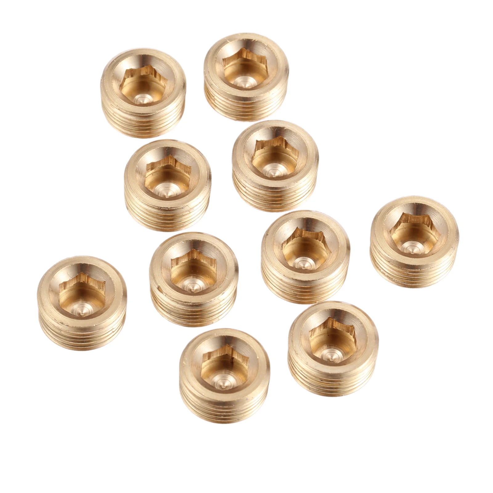 10Pcs 1/8" 1/4'' 3/8" NPT Thread Internal Hex Thread Socket Pipe Plug Fitting Connector Brass Pipe Fittings Mechanical Fasteners