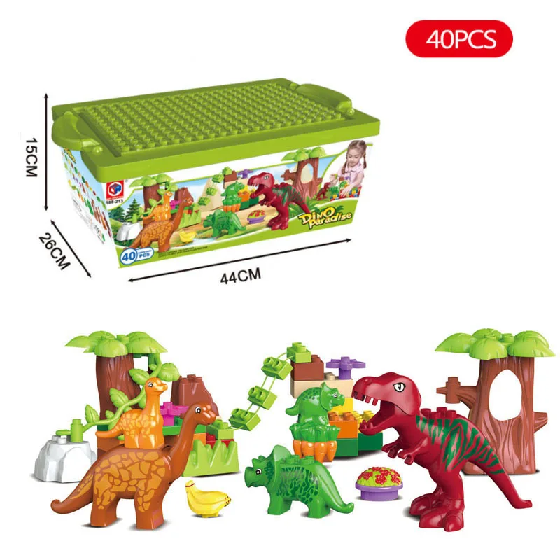 

40Pcs/Lot Dino Valley Building Blocks Sets Large particles Animal dinosaur World Model toys Bricks Duplo Christmas gift
