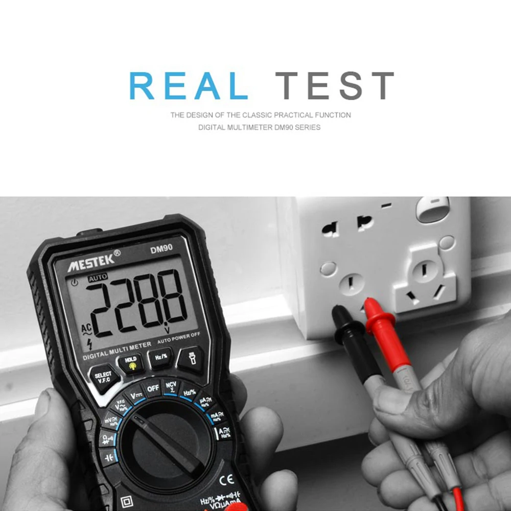 MESTEK DM90 цифровой мультиметр с автоматическим диапазоном 6000 отсчетов True RMS lcd DC/AC Измеритель сопротивления емкости Вольтметр Амперметр